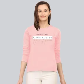 Graphic Printed Full Sleeve T-Shirt - Rose Pink