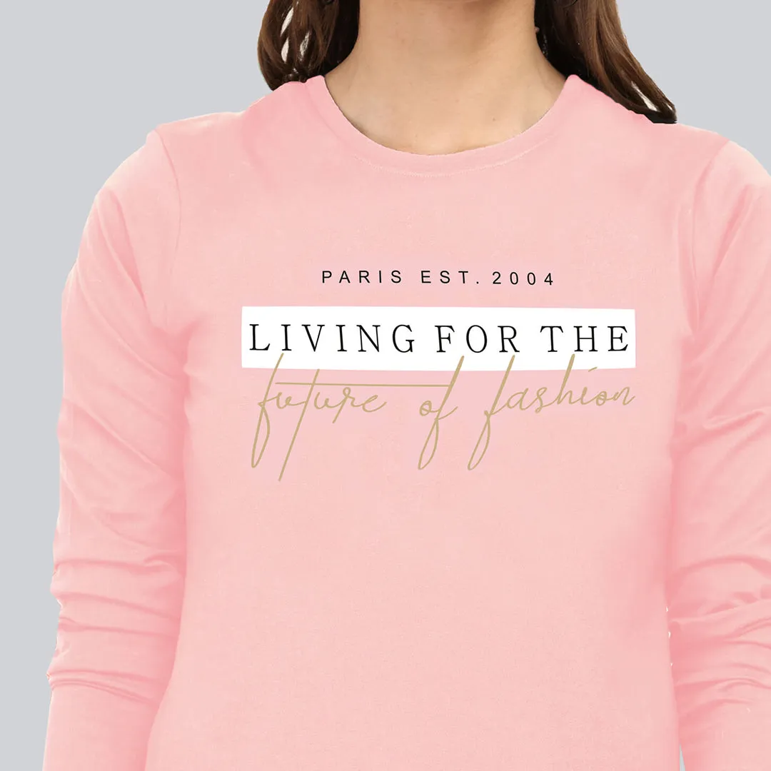 Graphic Printed Full Sleeve T-Shirt - Rose Pink