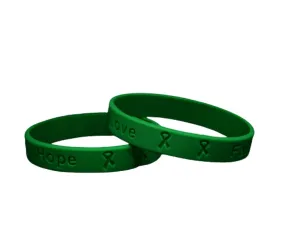 Green Ribbon Silicone Bracelet Wristbands (Child Size)