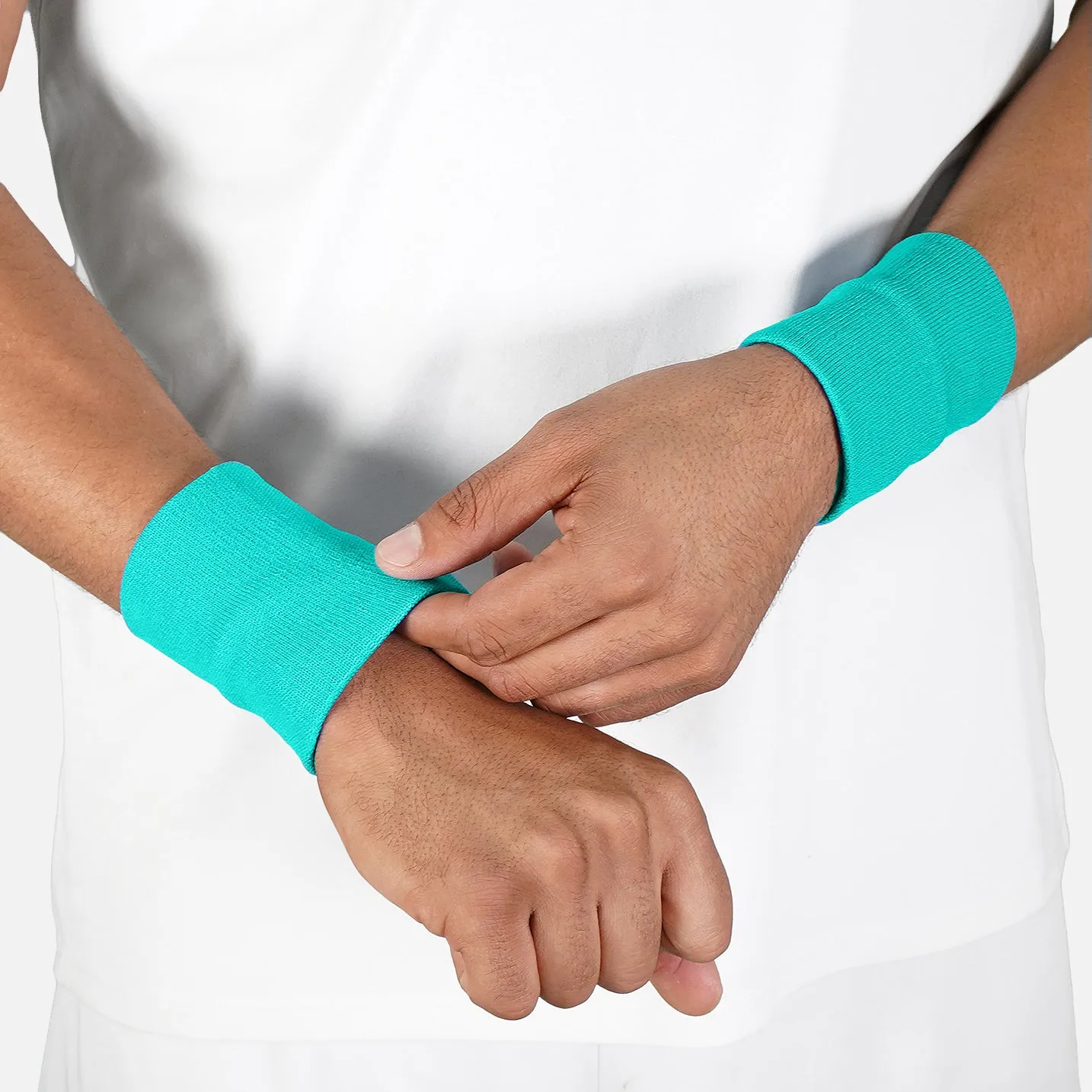 Hue Teal Cotton Wristbands (Pair)