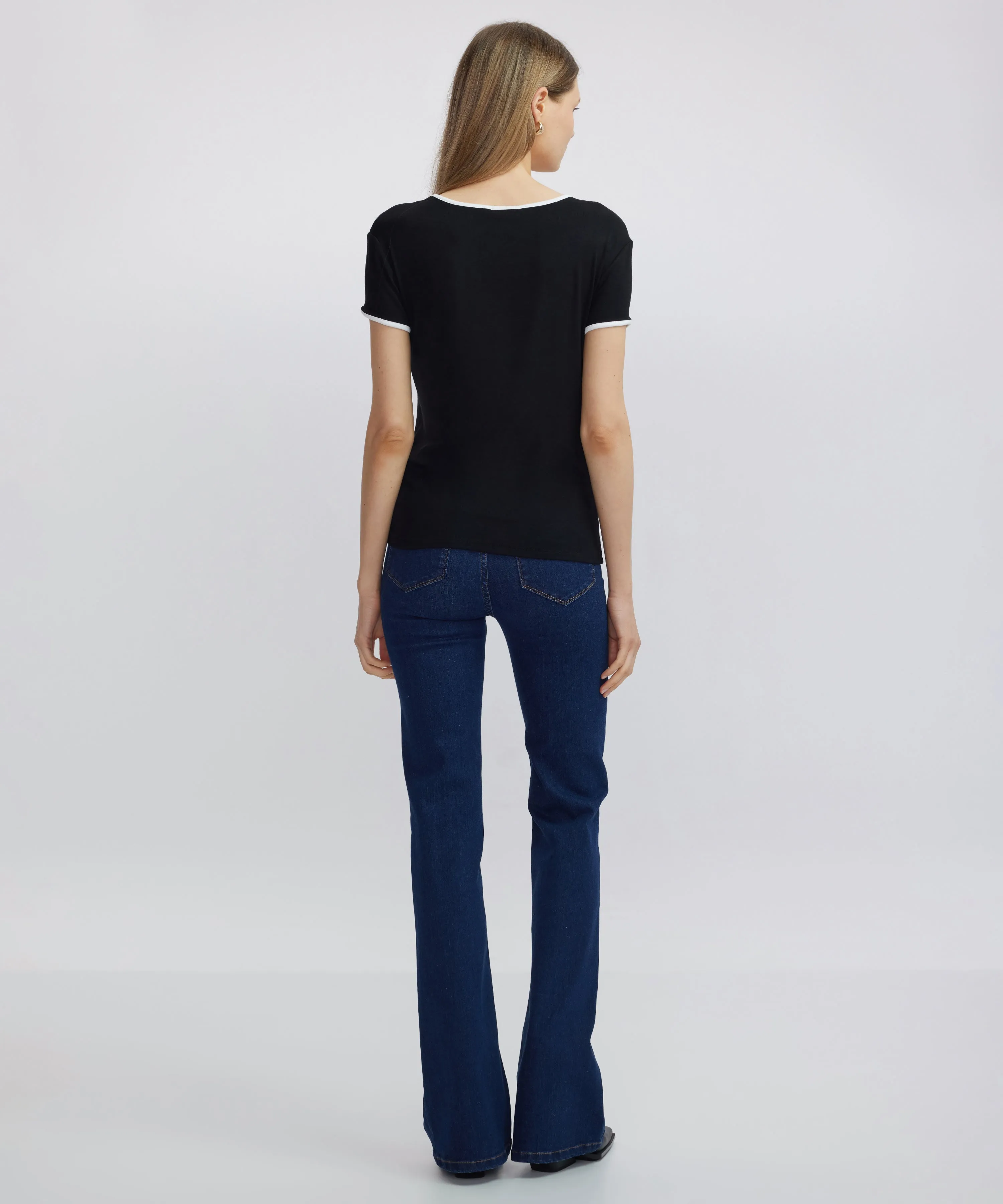 Ipekyol Contrast Piping T-Shirt Black