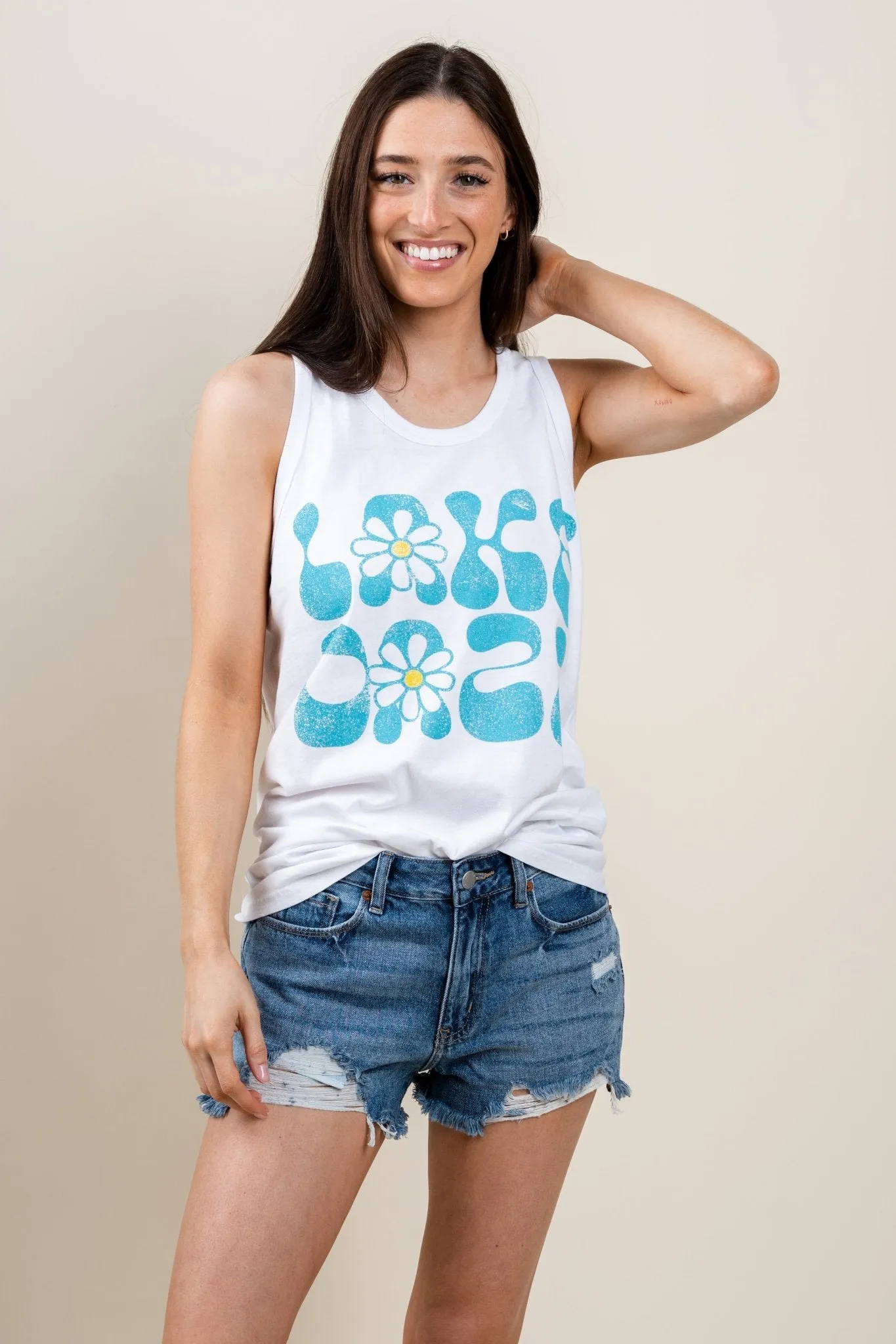 Lake daze comfort wash tank top white