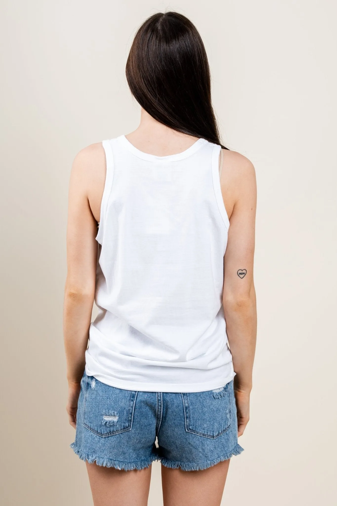 Lake daze comfort wash tank top white