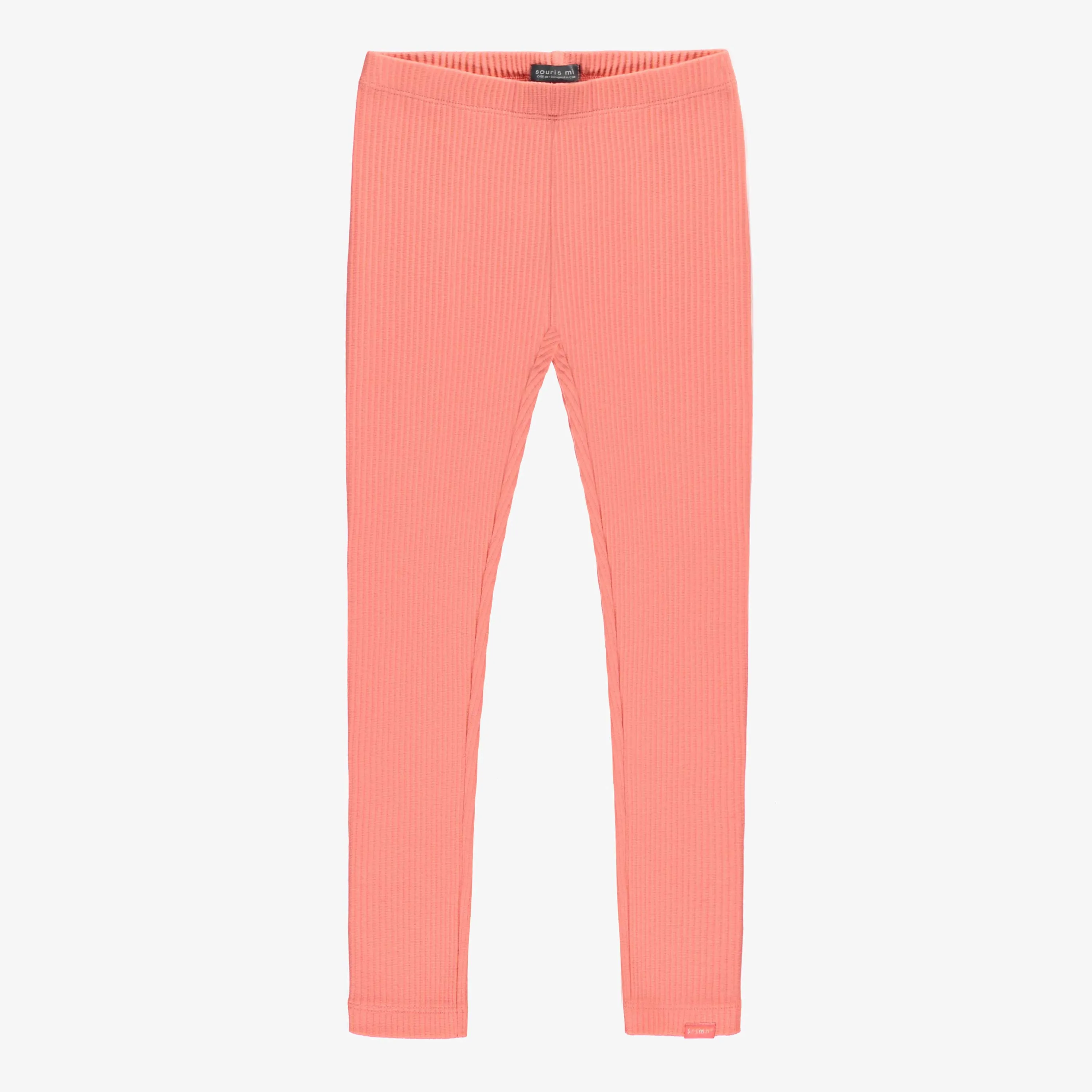 Legging long corail en tricot côtelé, enfant || Coral long legging in ribbed knit, child