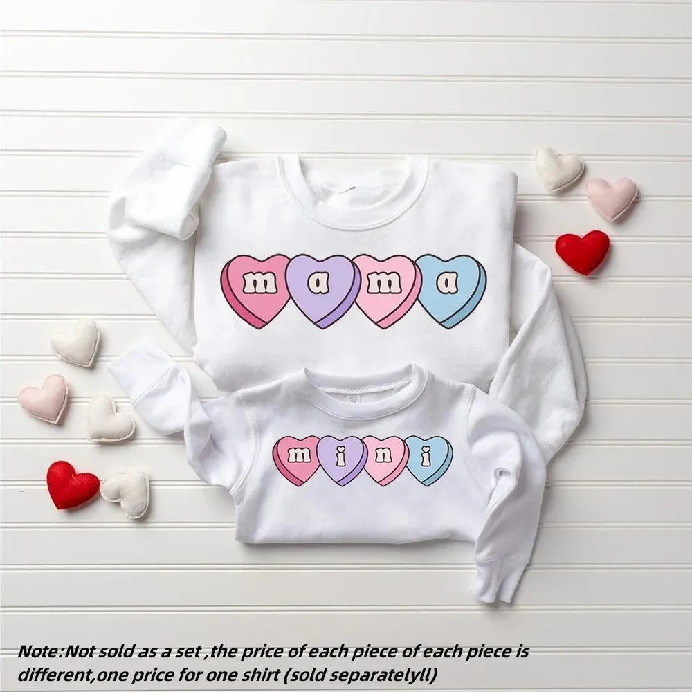 mama   mini heart candy matching crew sweatshirts