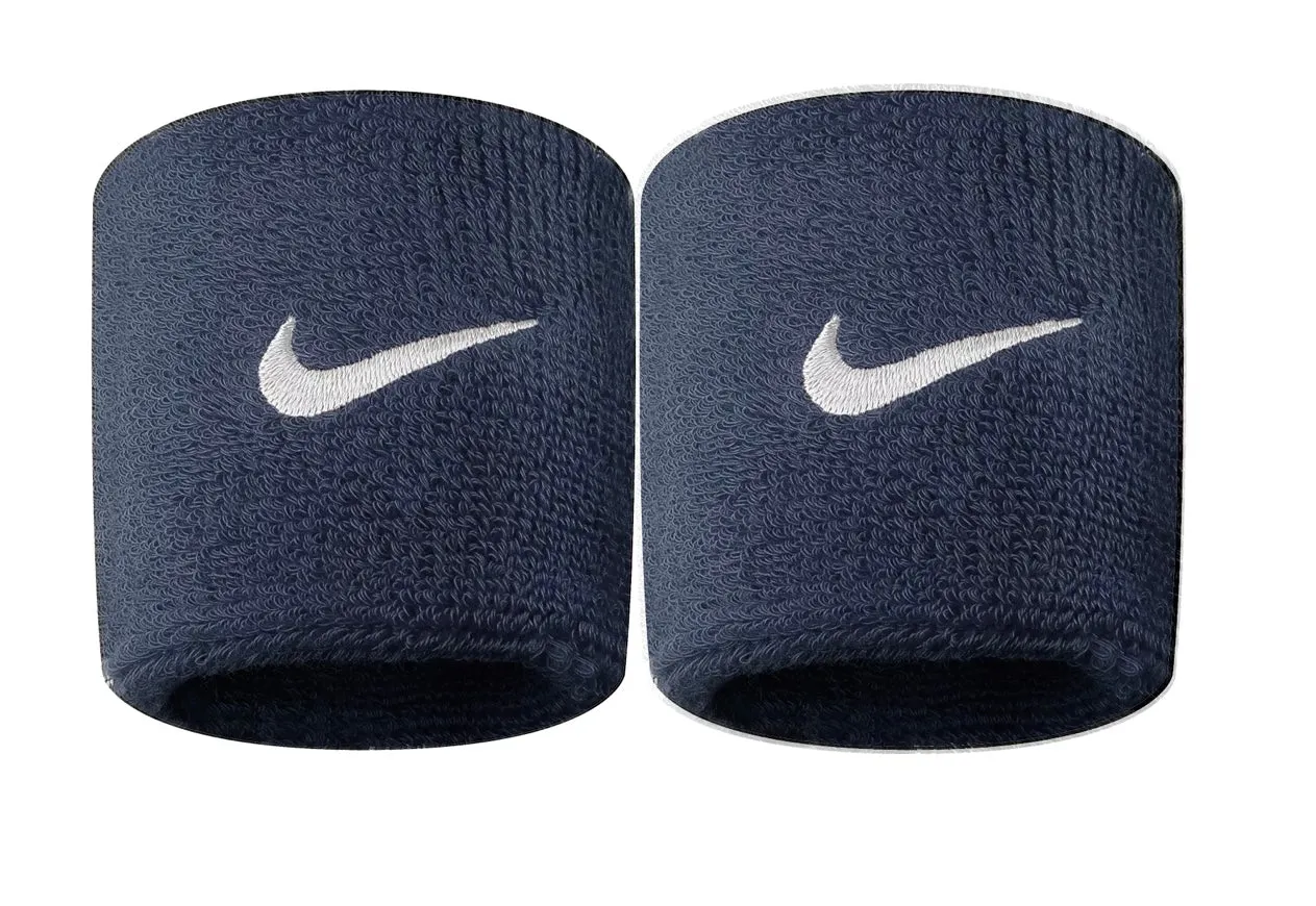 Nike Swoosh Singlewide Tennis Wristbands (Navy)