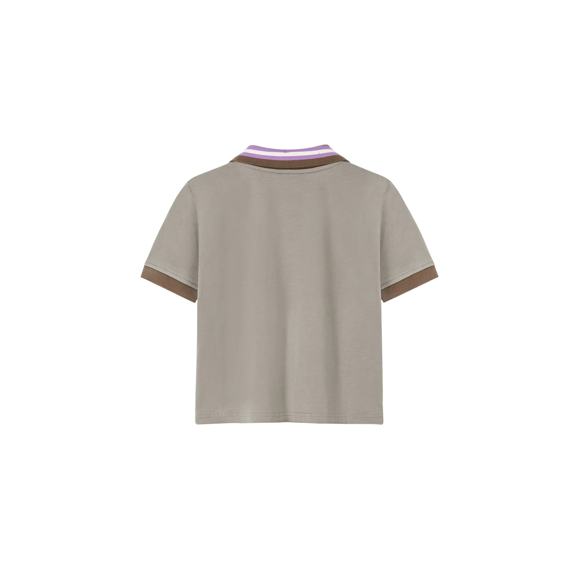 Open Collar Color Logo Sporty T-Shirt