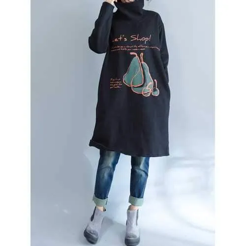 Plus Size Casual Women High Collar Thick Sweatshirts