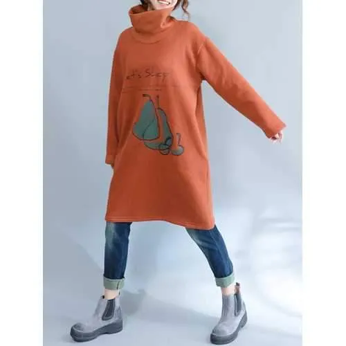 Plus Size Casual Women High Collar Thick Sweatshirts