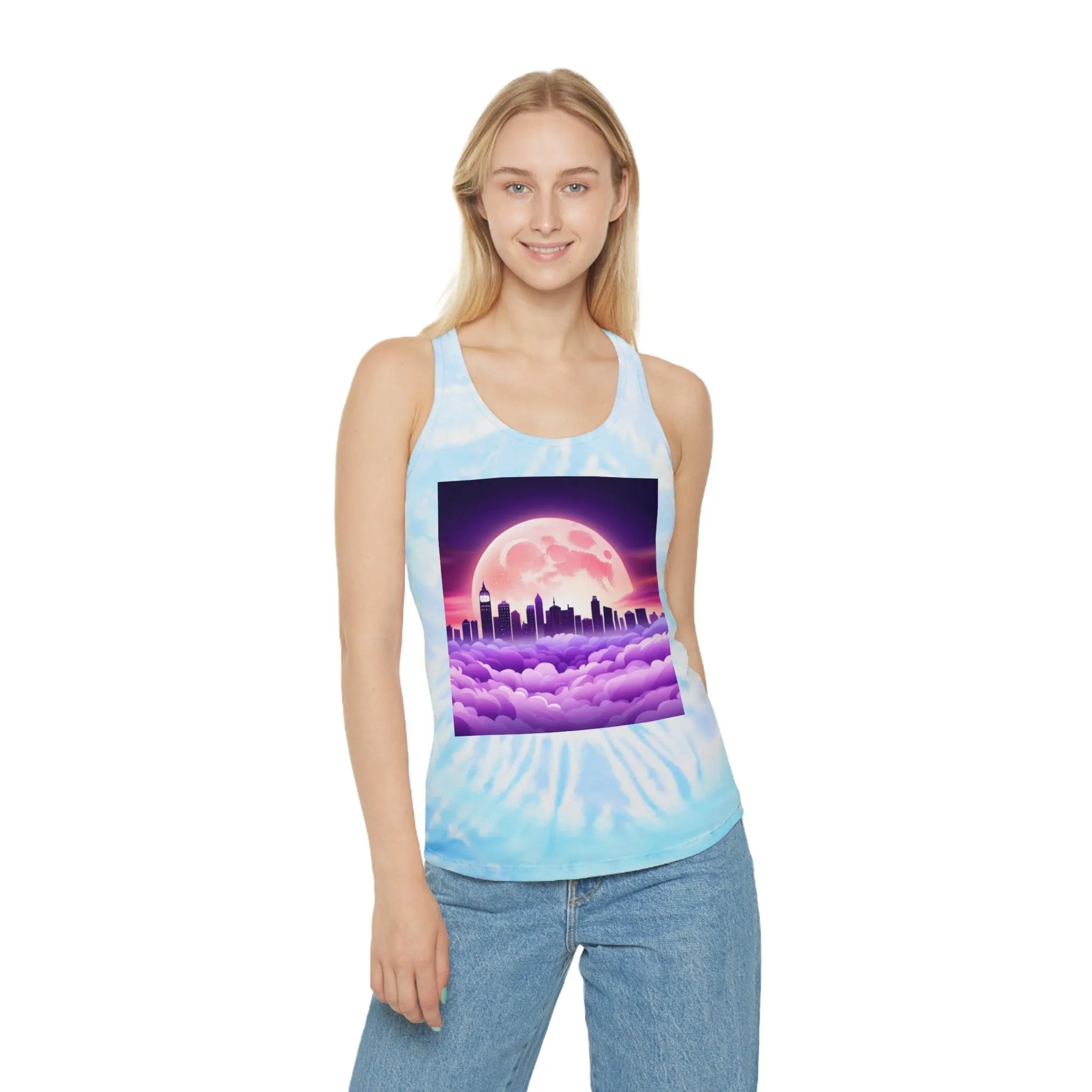 Purple MoonTown Tie Dye Racerback Tank Top