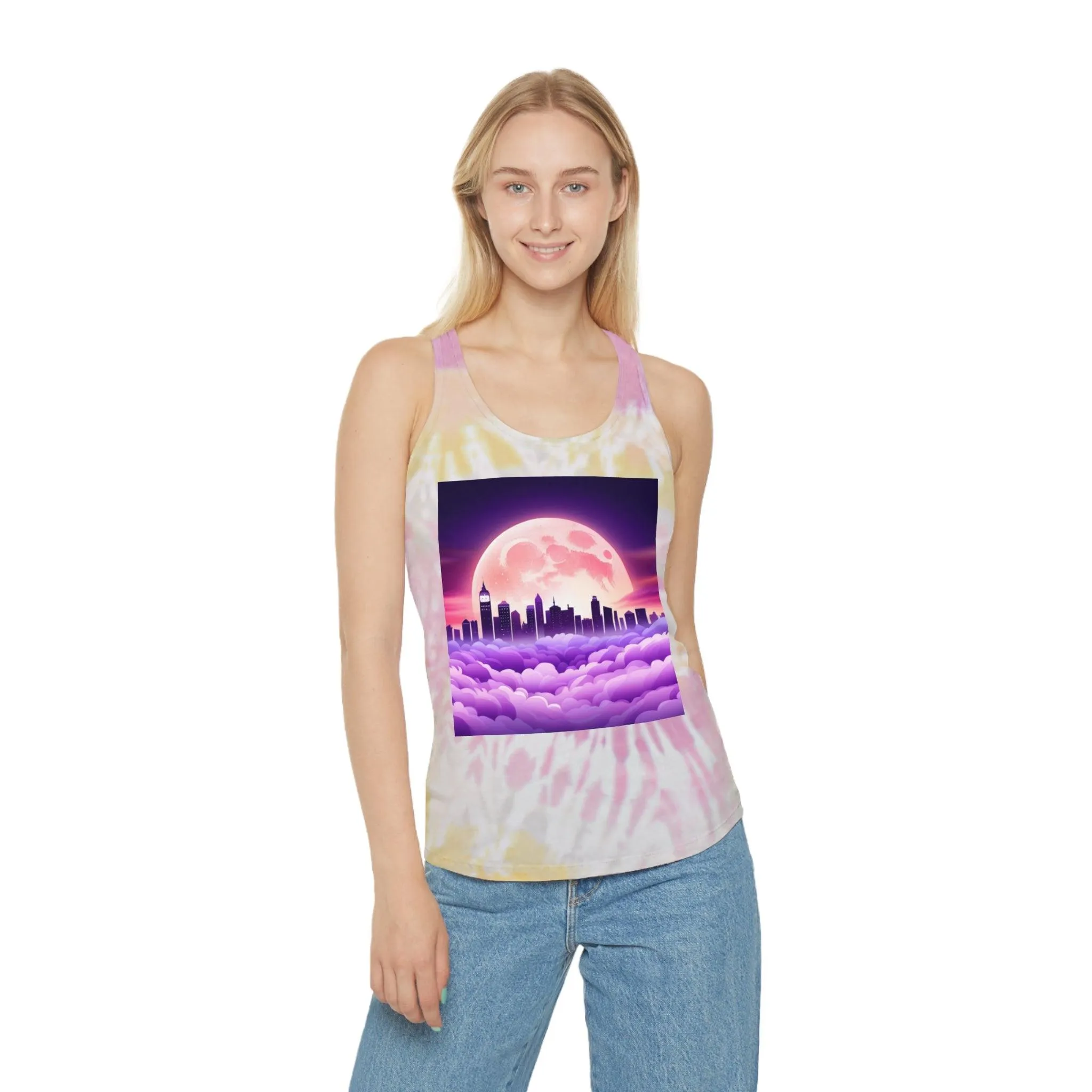 Purple MoonTown Tie Dye Racerback Tank Top
