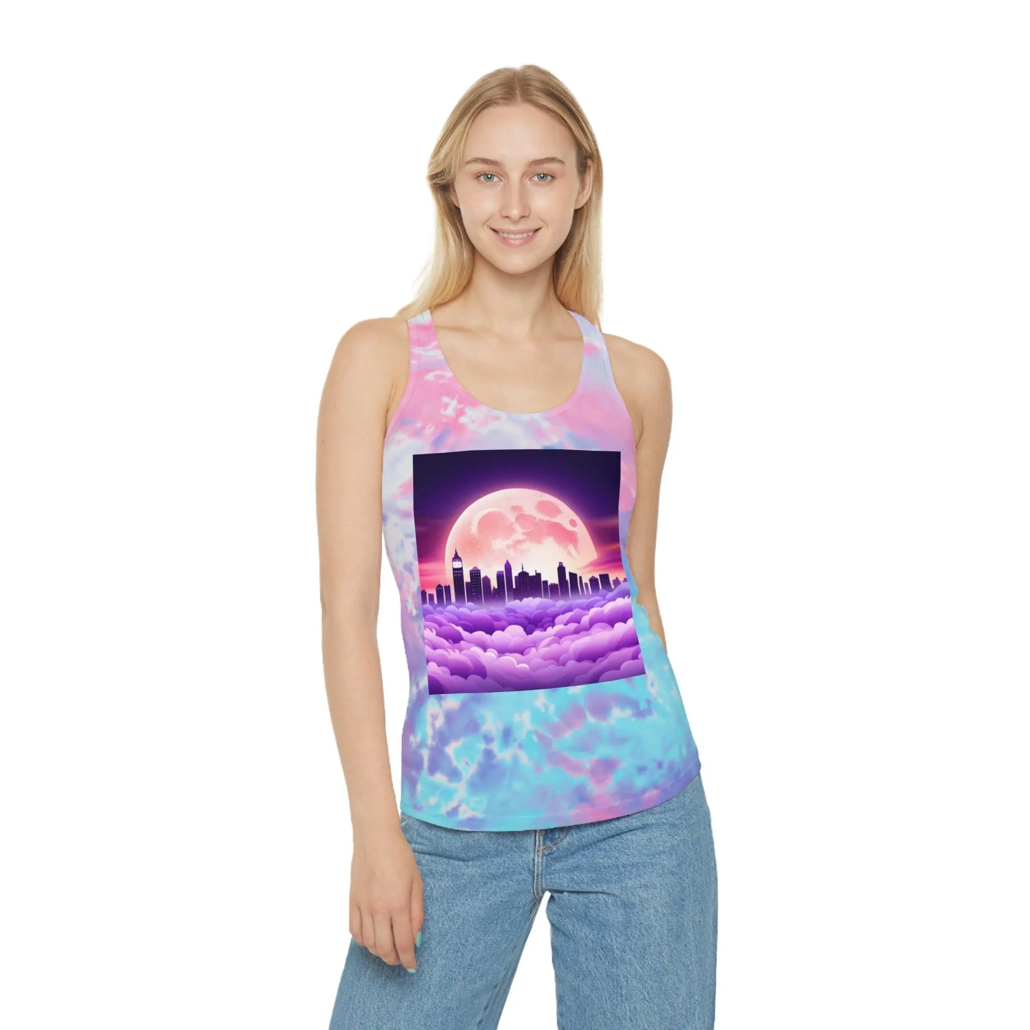 Purple MoonTown Tie Dye Racerback Tank Top