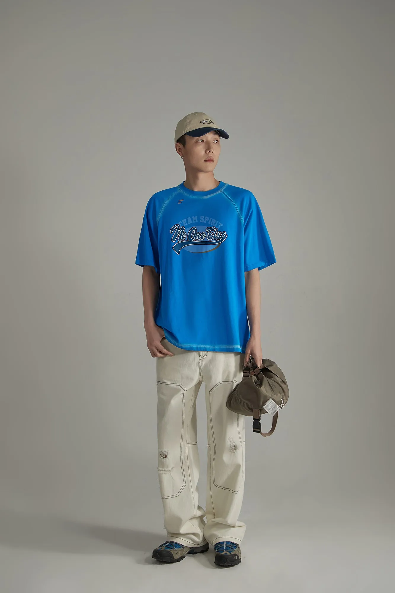 Raglan Printed Color Sporty Basic Loose Fit T-Shirt
