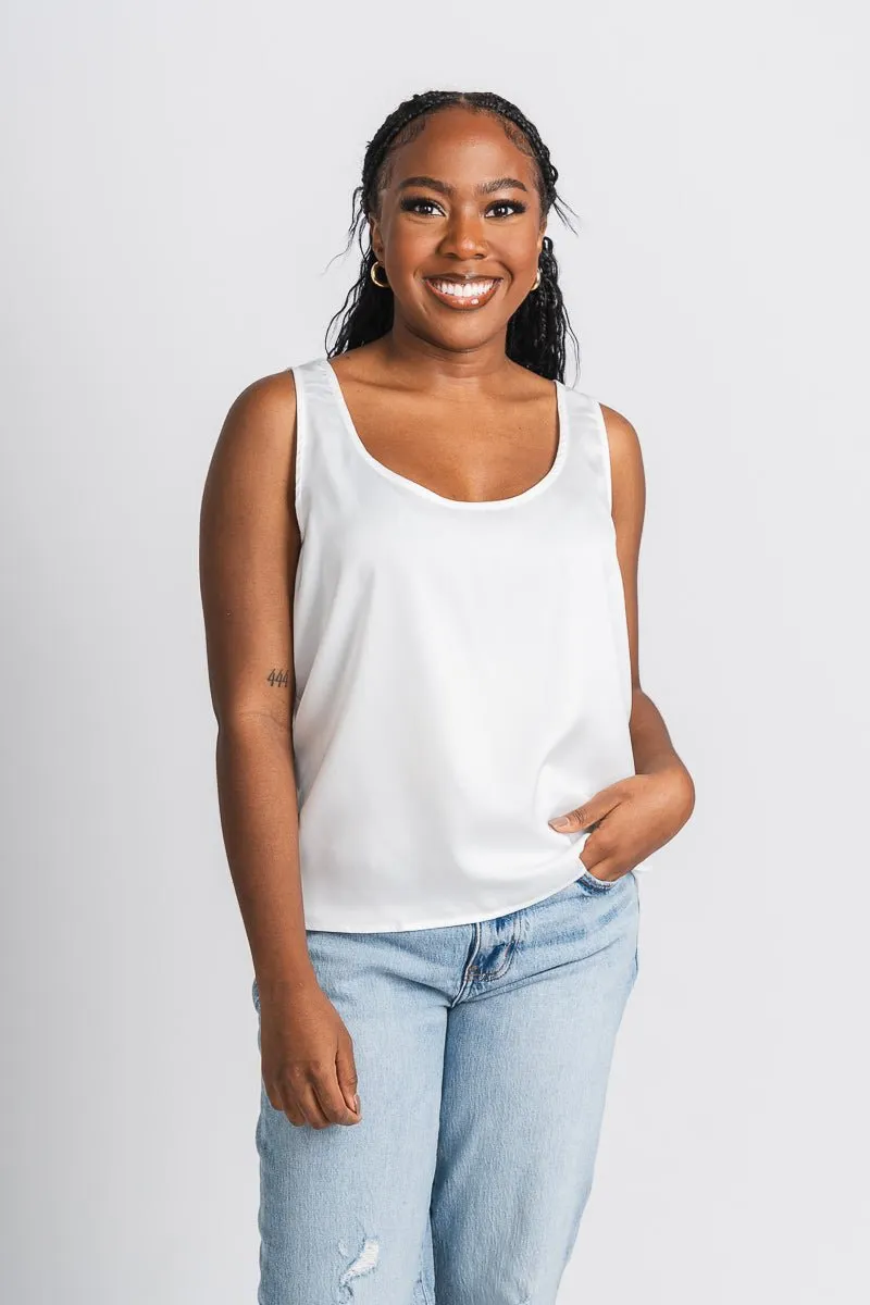 Satin tank top white