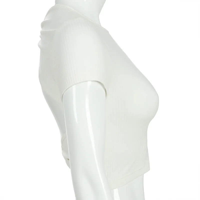 Sexy Short Sleeve Scoop neck Pure Color Blackless Tank Top