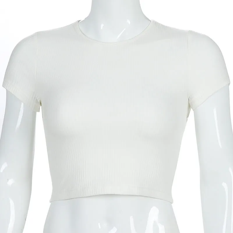 Sexy Short Sleeve Scoop neck Pure Color Blackless Tank Top