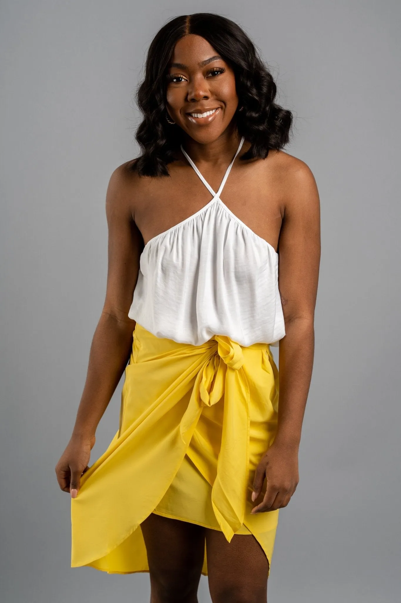 Solid chiffon swing tank top off white