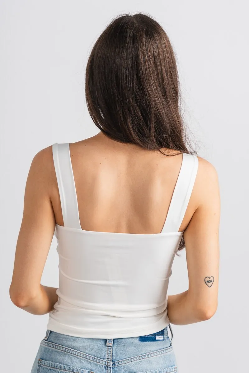 Square neck cami tank top white