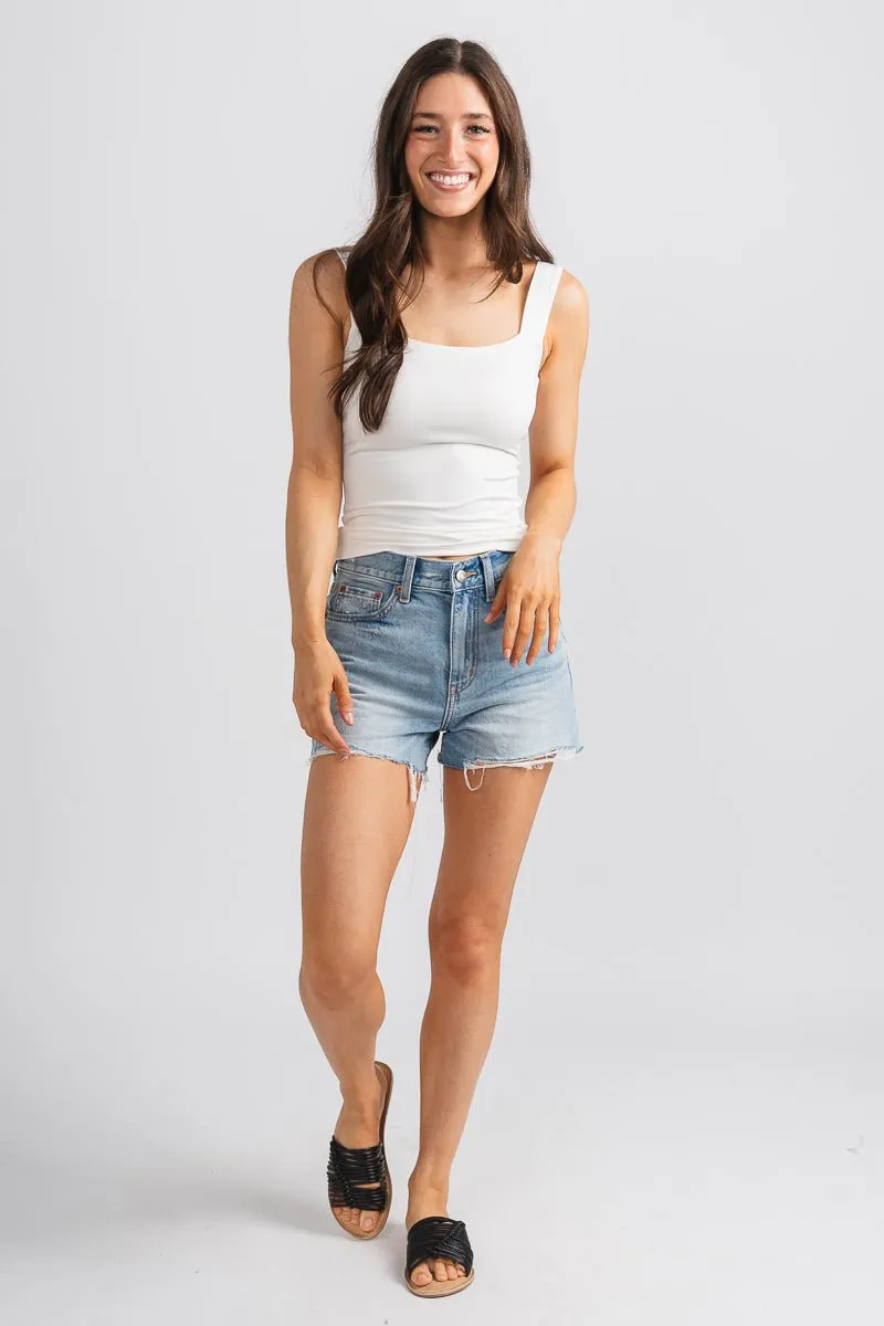 Square neck cami tank top white