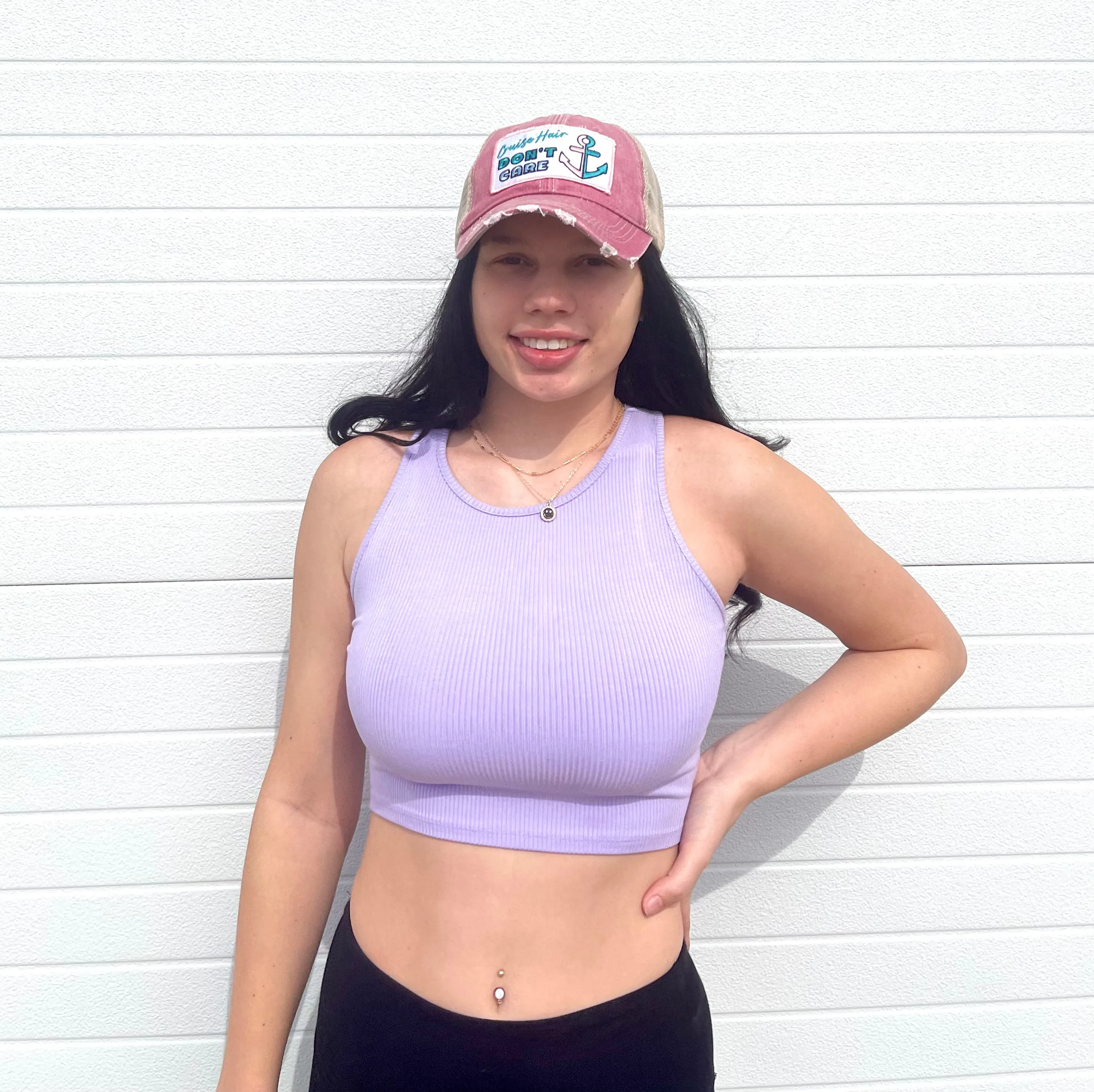 TIMING- Ribbed Crop Halter Top