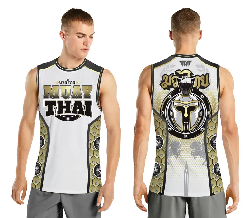 TUFF Golden Gladiator in White Tank Top