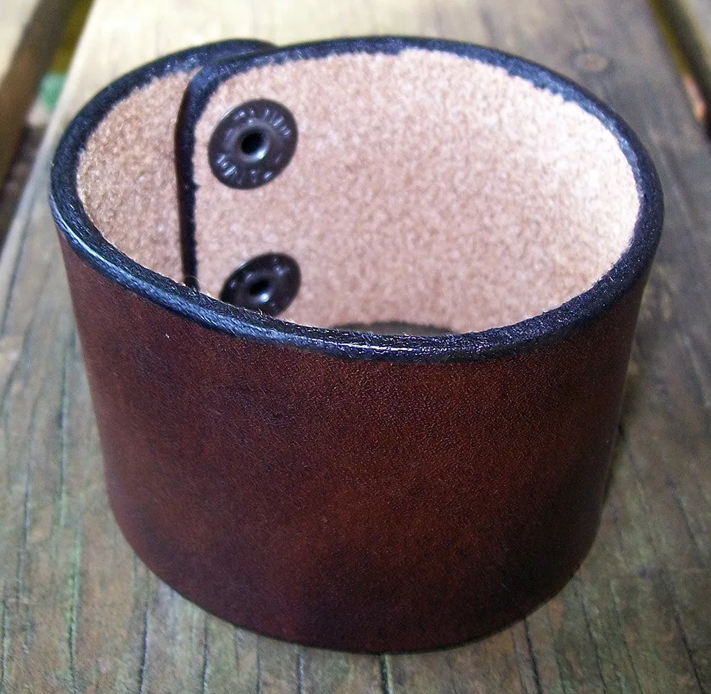 Two Inch Wide Leather Wristbands | Snap Wrist Cuffs