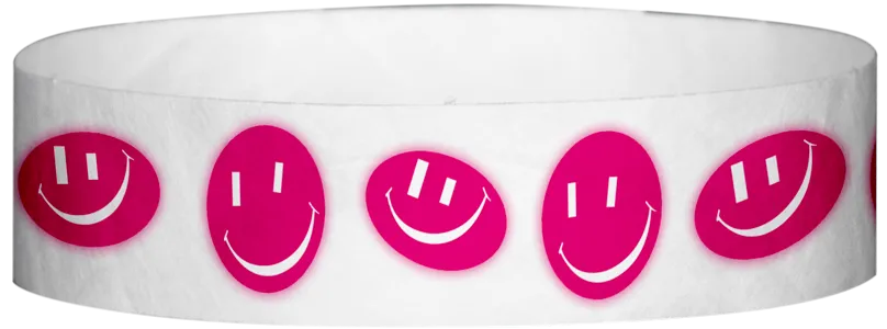 Tyvek® 3/4" x 10" Happy Face Glow pattern wristbands