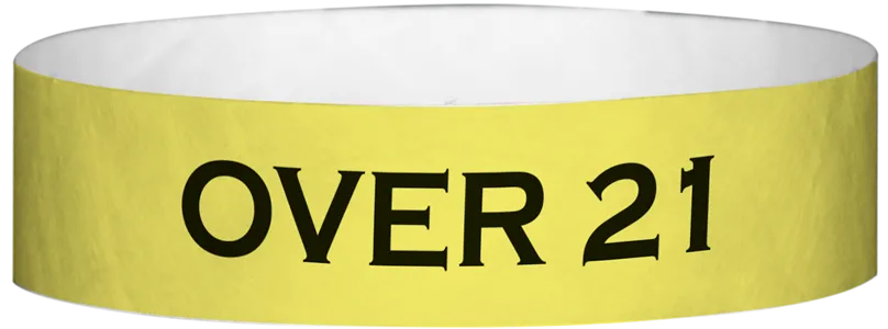 Tyvek® 3/4" x 10" Over 21 pattern wristbands