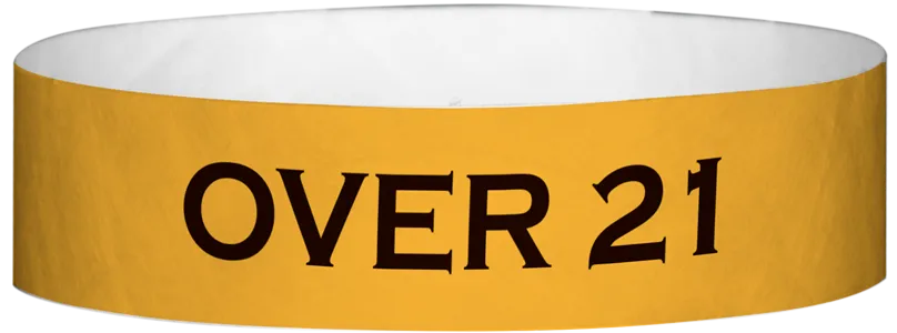 Tyvek® 3/4" x 10" Over 21 pattern wristbands