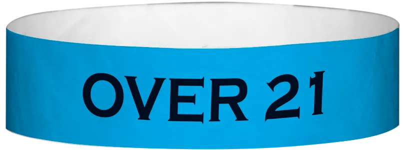 Tyvek® 3/4" x 10" Over 21 pattern wristbands