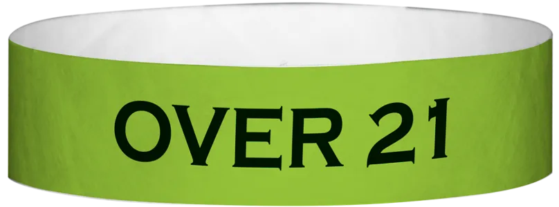 Tyvek® 3/4" x 10" Over 21 pattern wristbands