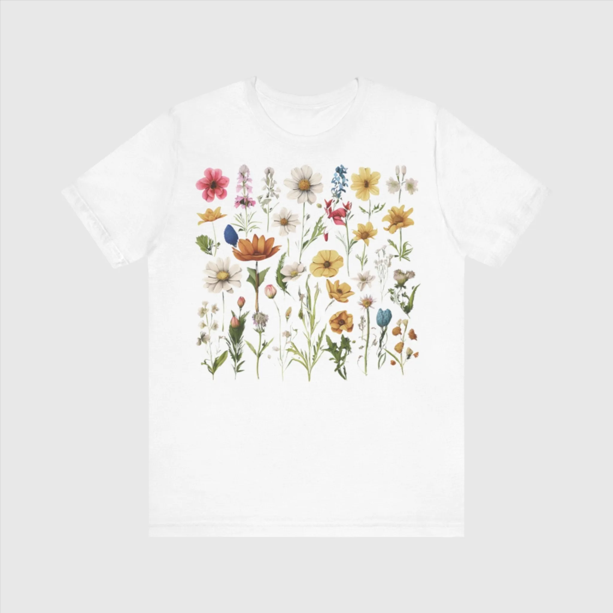Unisex Vintage Gardening Style Flower Jersey Short Sleeve Tee