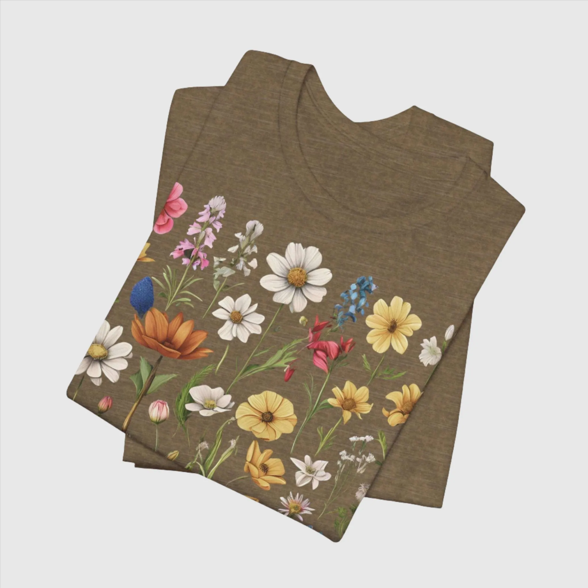 Unisex Vintage Gardening Style Flower Jersey Short Sleeve Tee