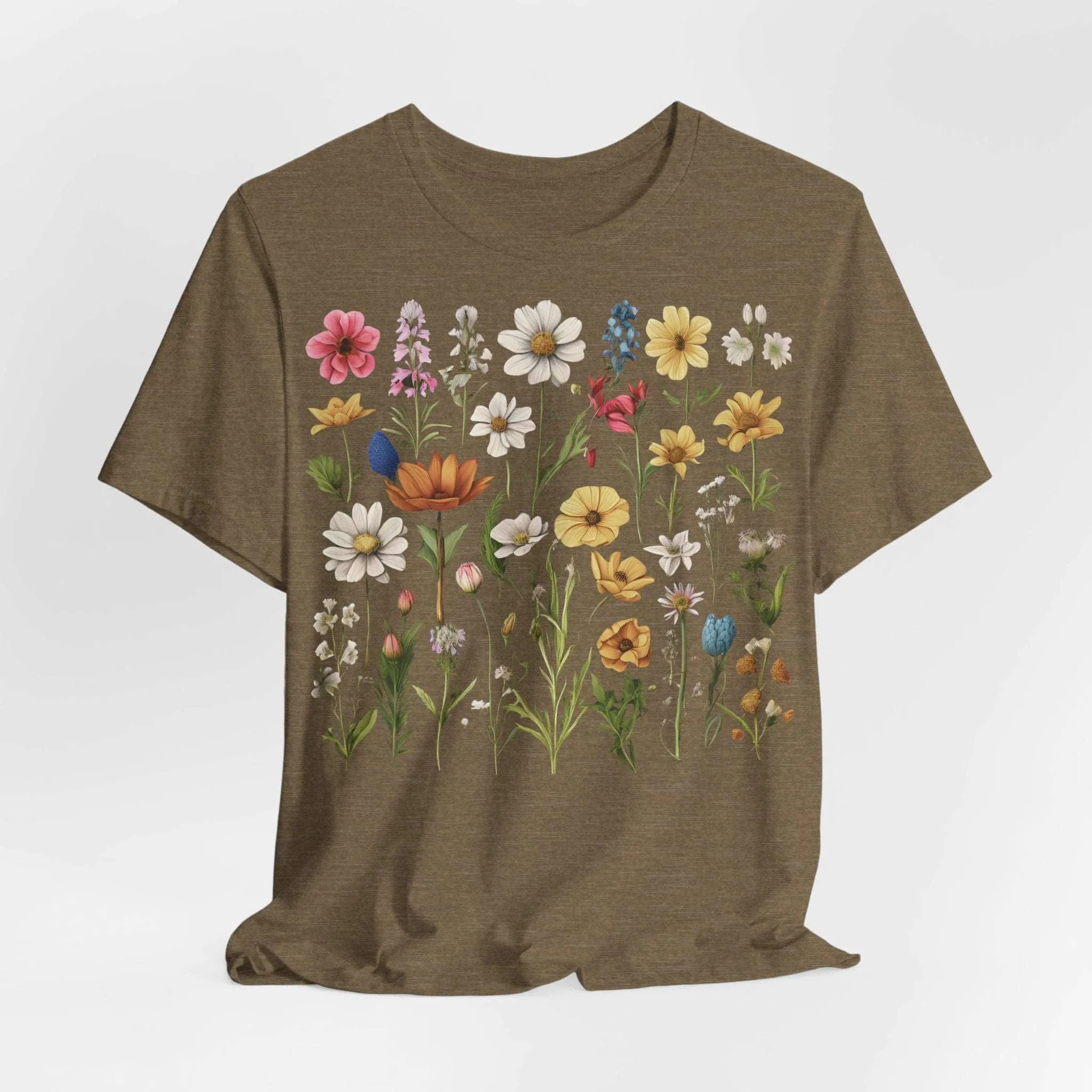 Unisex Vintage Gardening Style Flower Jersey Short Sleeve Tee