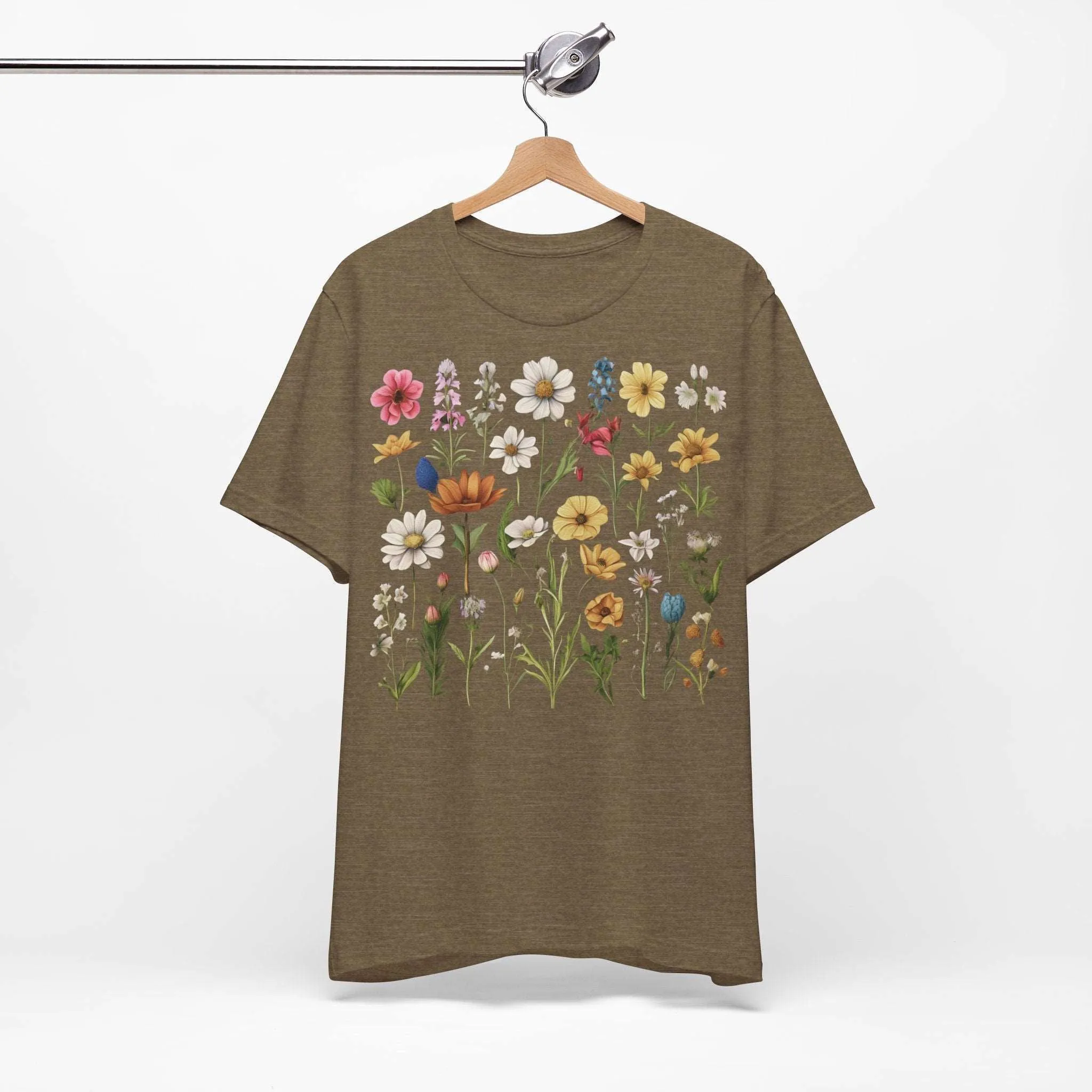 Unisex Vintage Gardening Style Flower Jersey Short Sleeve Tee