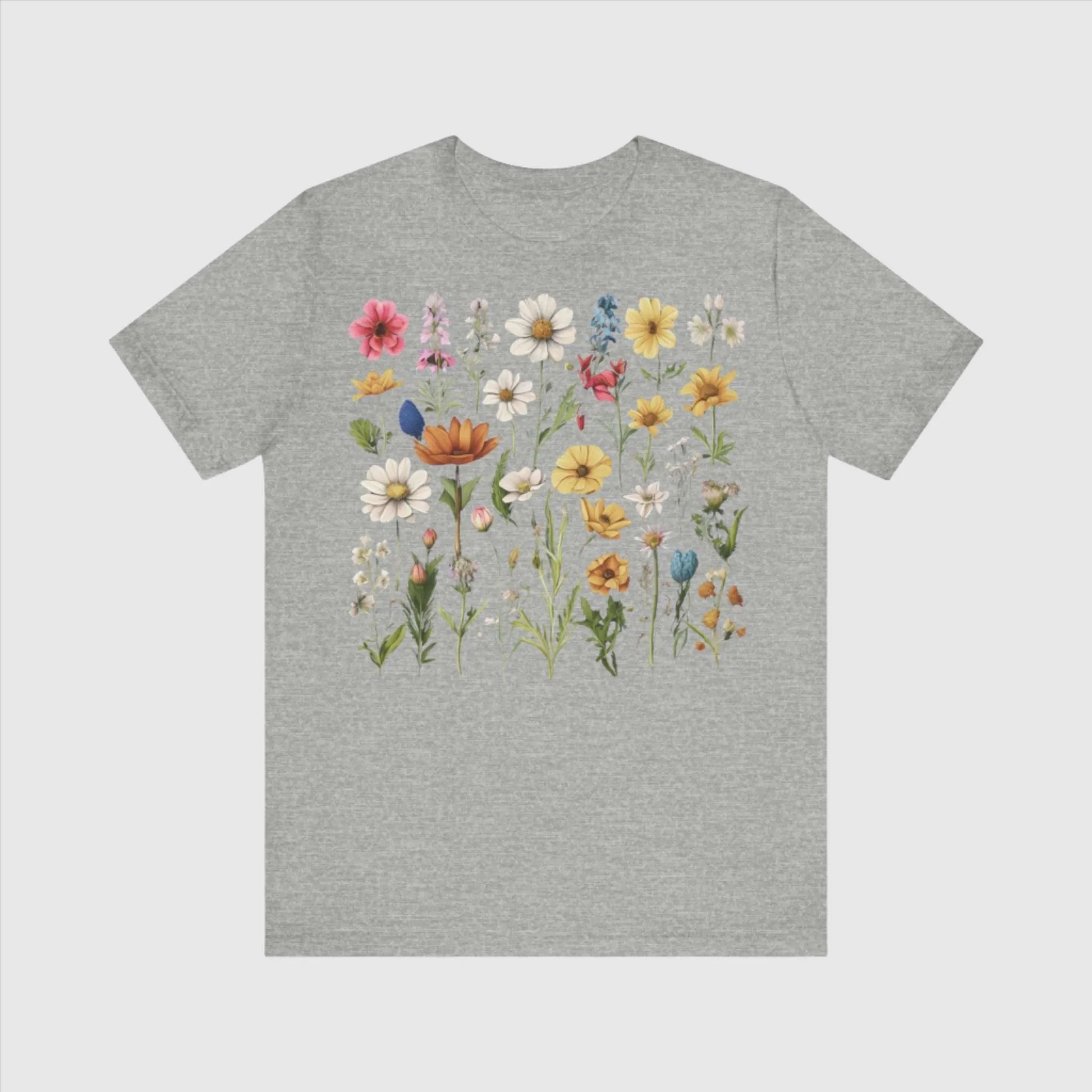 Unisex Vintage Gardening Style Flower Jersey Short Sleeve Tee