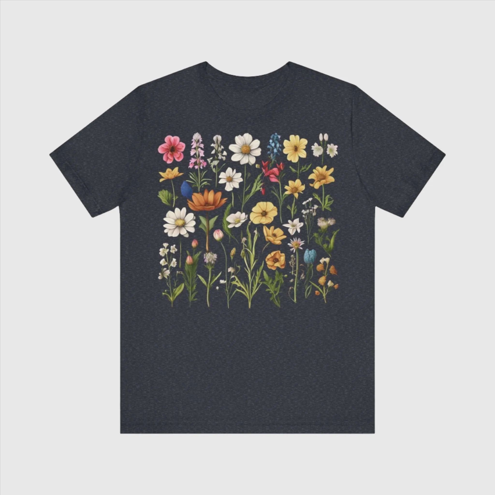 Unisex Vintage Gardening Style Flower Jersey Short Sleeve Tee