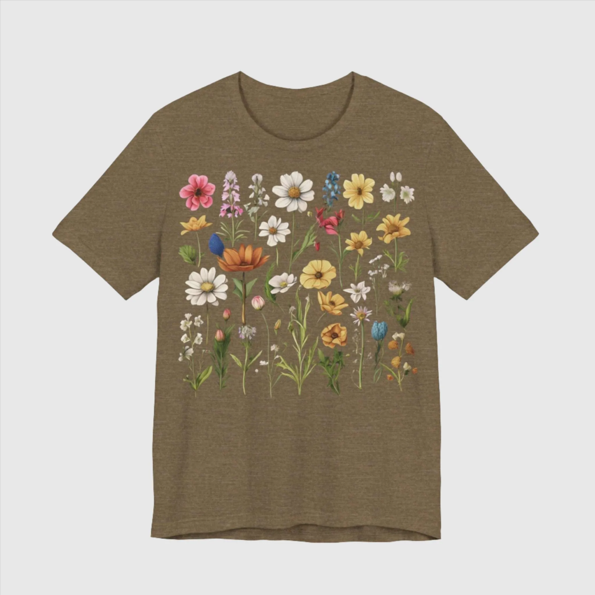 Unisex Vintage Gardening Style Flower Jersey Short Sleeve Tee