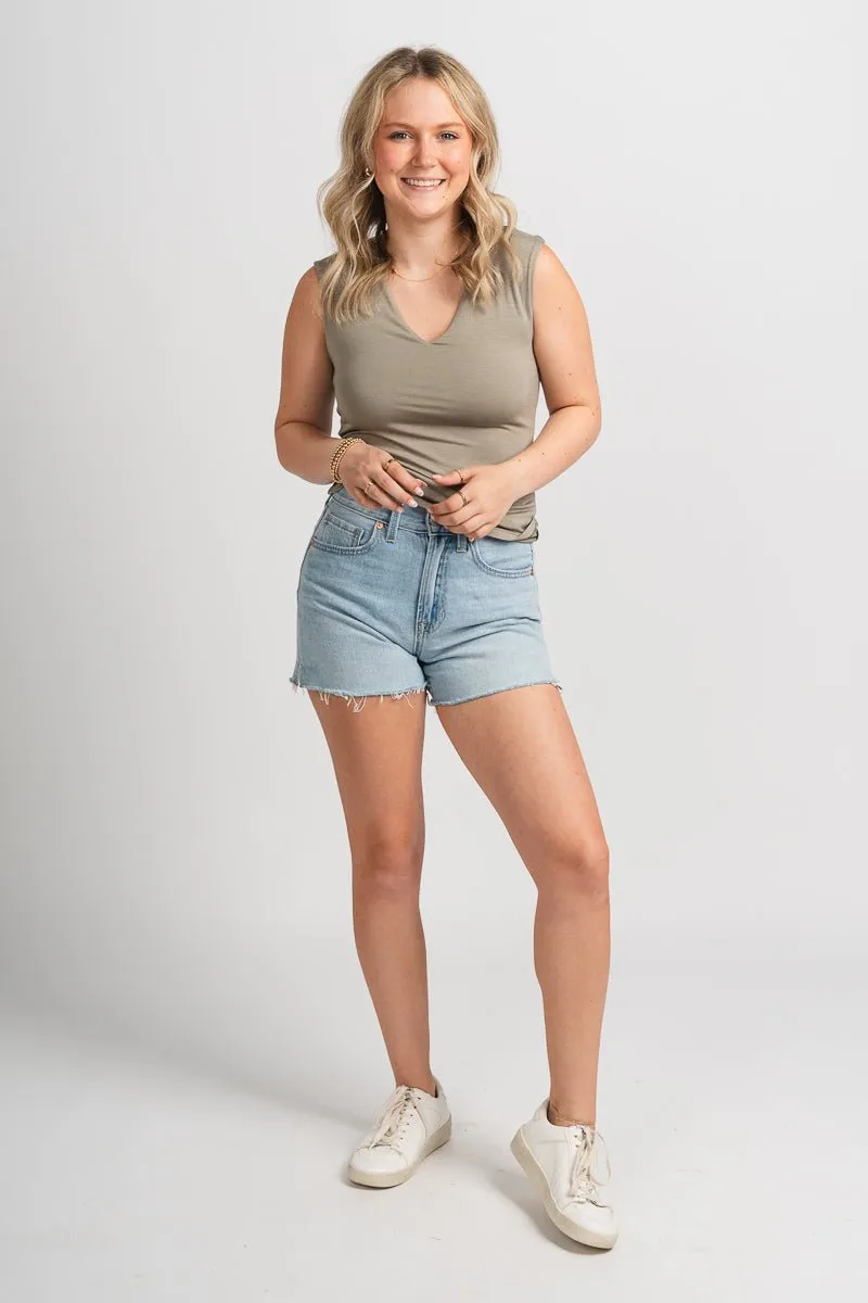V-neck knit tank top vetiver