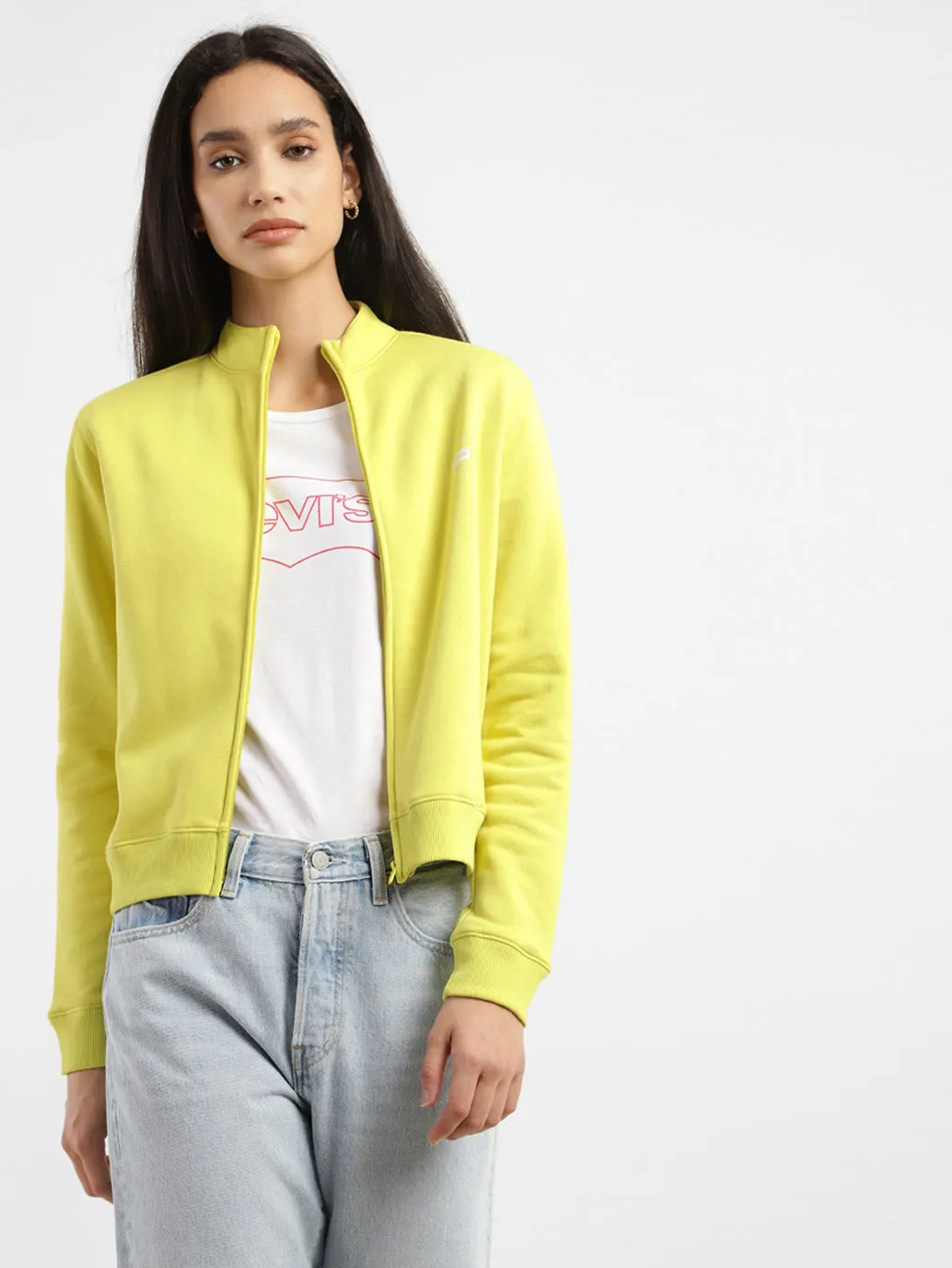 Women's Solid High Neck Sweatshirt