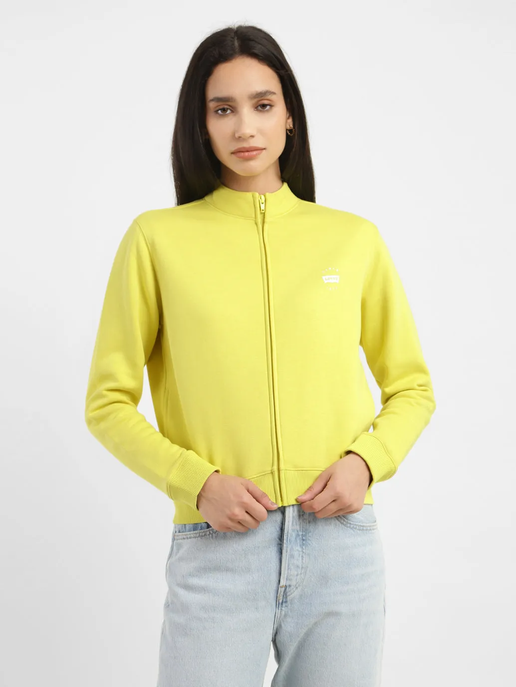 Women's Solid High Neck Sweatshirt