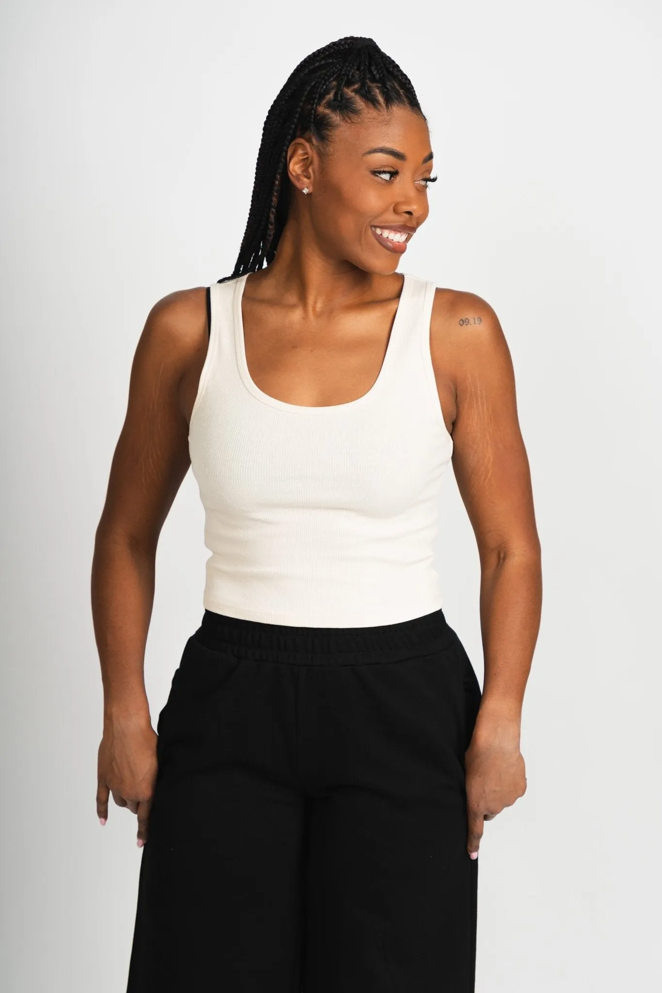 Z Supply Essy ribbed tank top oat milk