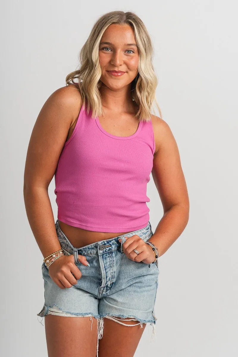 Z Supply Essy ribbed tank top raspberry sorbet