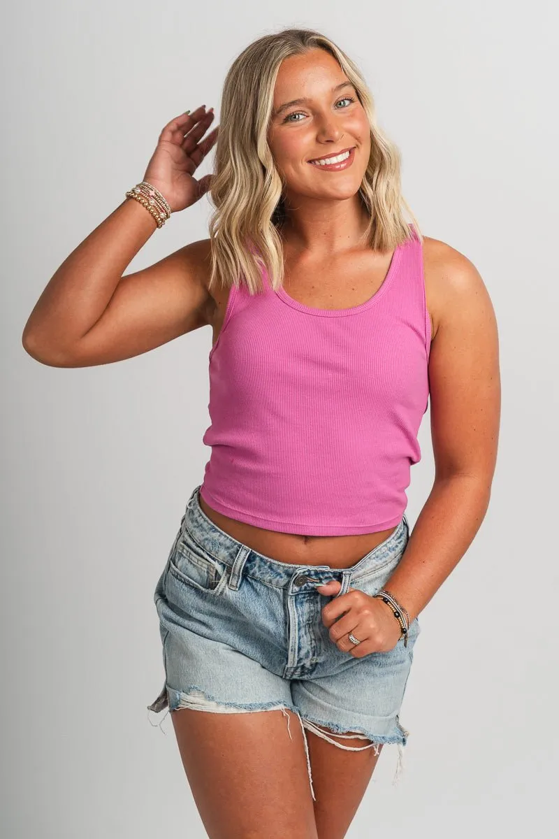 Z Supply Essy ribbed tank top raspberry sorbet