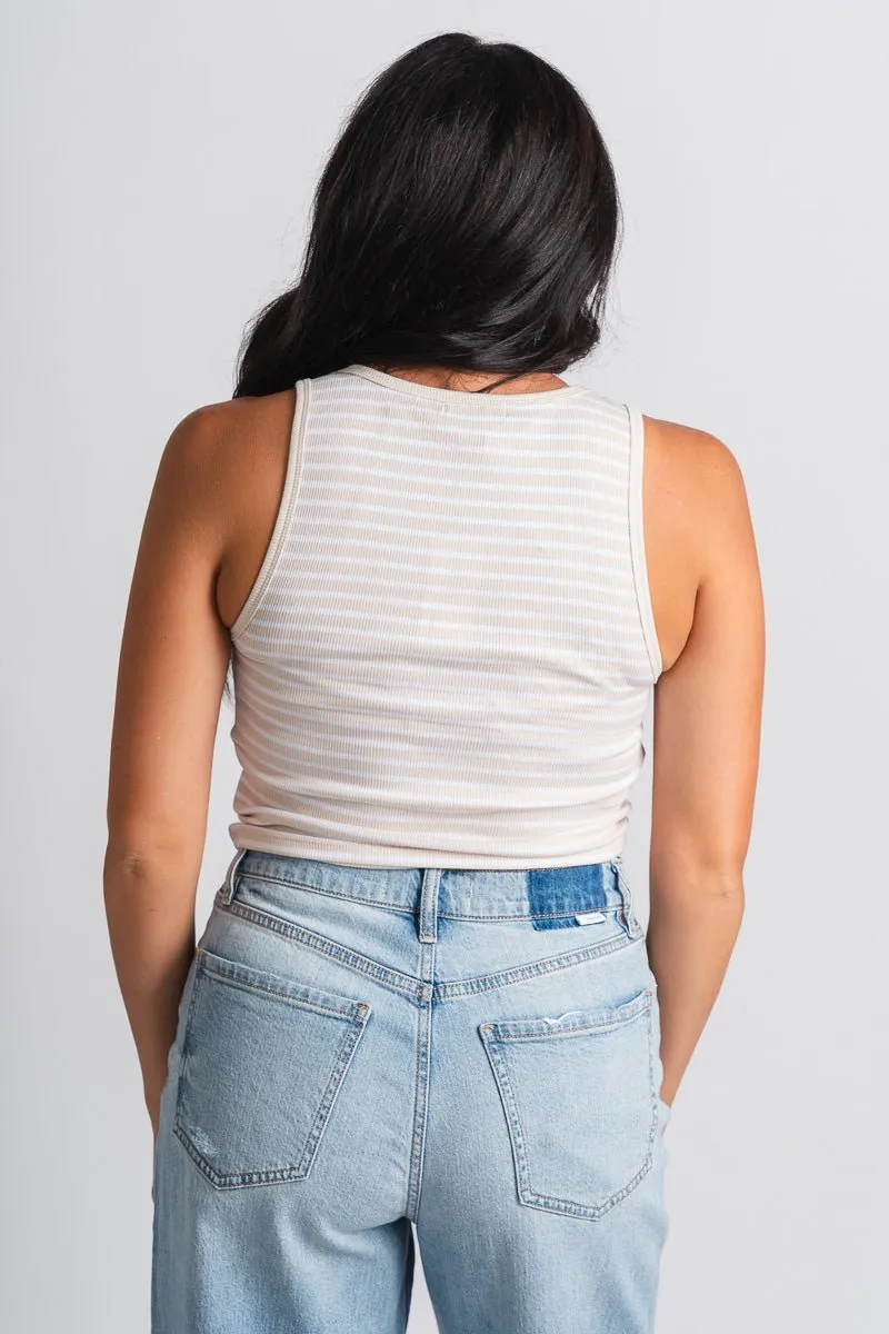 Z Supply Essy striped ribbed tank top fossil