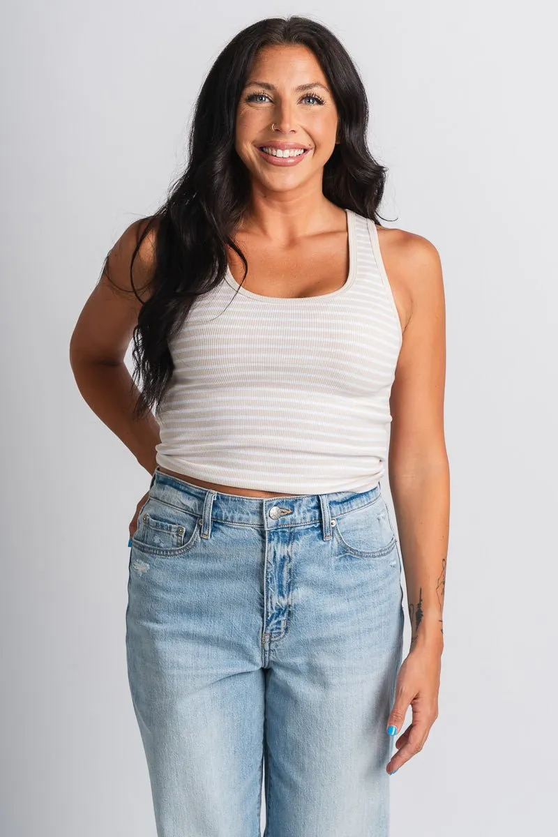 Z Supply Essy striped ribbed tank top fossil