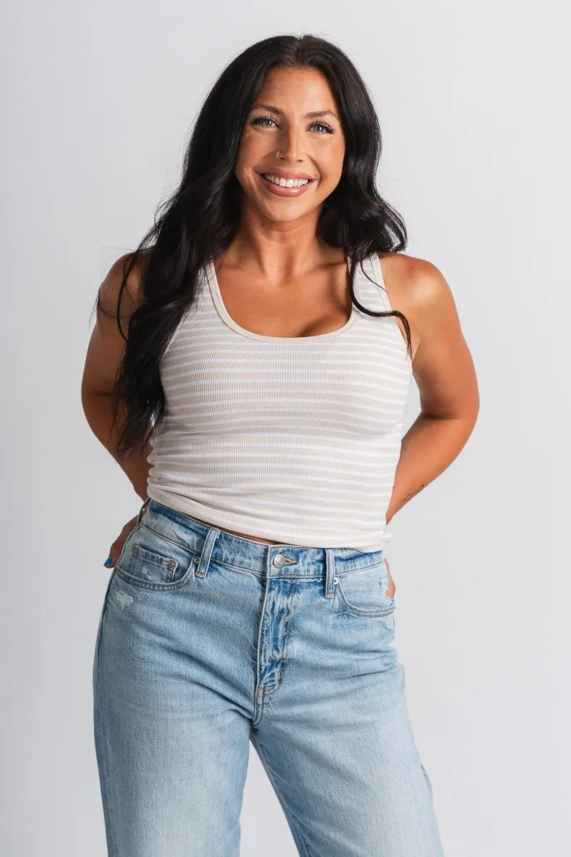 Z Supply Essy striped ribbed tank top fossil