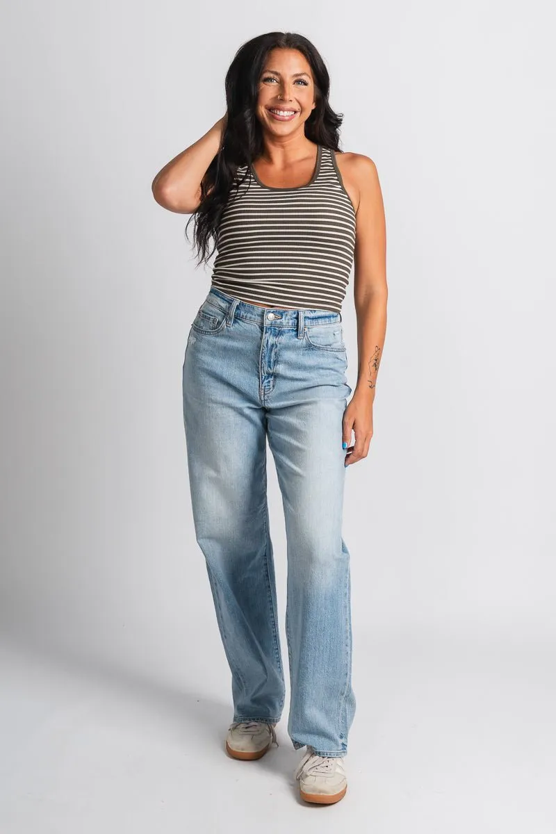 Z Supply Essy striped ribbed tank top grape leaf
