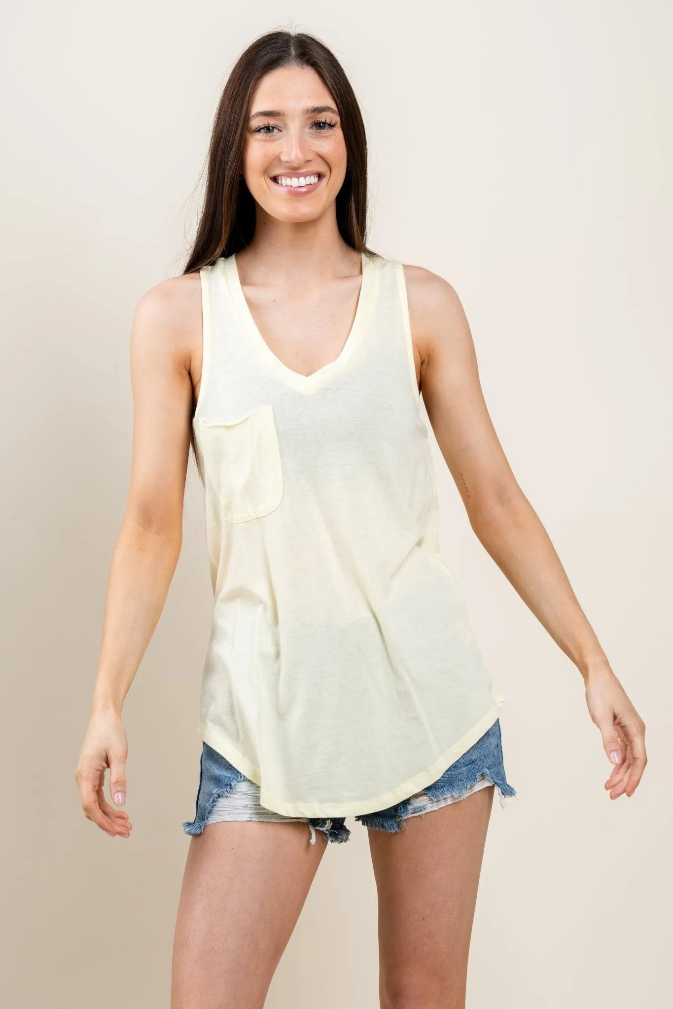 Z Supply pocket racer tank top tropical sun