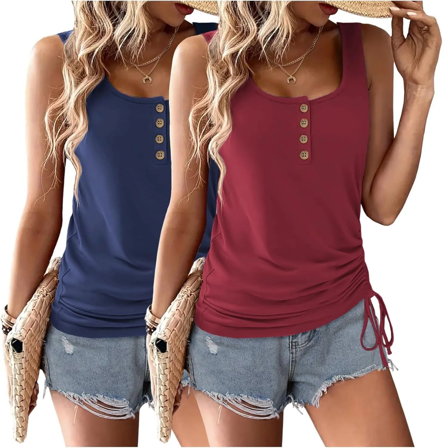 Zeagoo Womens Tank Tops 2 Pack U Neck Sleeveless Tops
